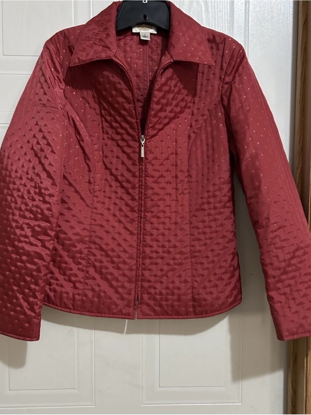 Talbots Quilted Zip-Front Jacket in Deep Red